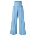thumbnail image 3 of Women Summer High Waisted Flare Palazzo Pants Beach Pant Long Bottom Trousers Warm up Pants Drawstring Pants for Women Business Casual Pants for Women Petite Women Warm Pants Casual Women Pants Casual, 3 of 5