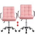 thumbnail image 2 of Yaheetech Modern Height Adjustable PU Leather Office Chair, Pink, 2 of 8