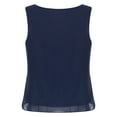 thumbnail image 2 of Yartina Womens Summer Dressy Chiffon Blouses Round Neck Sleeveless Tunic Tops Office Work Shirts Top Navy Blue 3XL, 2 of 5