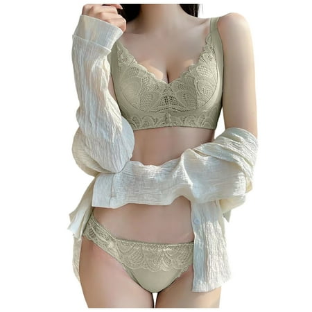 YHGFVOKJ Lingerie for Women Sexy Small Deep V No Stockings Push Up Underwear See Through Collection Bra Lingerie Sets Sexy Bras for Women Green 38