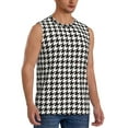 thumbnail image 2 of Bixox Men's Houndstooth Black And White Printed Shirt Sleeveless Fitness Tank Top-3X-Large, 2 of 7