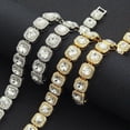 thumbnail image 2 of Collar de cadena cubana con diamantes cuadrados cortos y llenos de diamantes de estilo hip hop para hombre, accesorios para discotecas, discotecas y bailes callejeros, 2 of 5