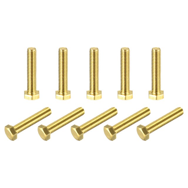 Unique Bargains Brass Hex Bolts, M5x25mm 10 Pack Fully Thread Grade 4.8 Machine Screws