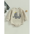 thumbnail image 2 of Wassery Baby Girls Spring Autumn Sweatshirts Romper Long Sleeve Crewneck Elephant Patch Plush Thicken Jumpsuits Infant Girls Warm Bodysuits 0-18M, 2 of 8