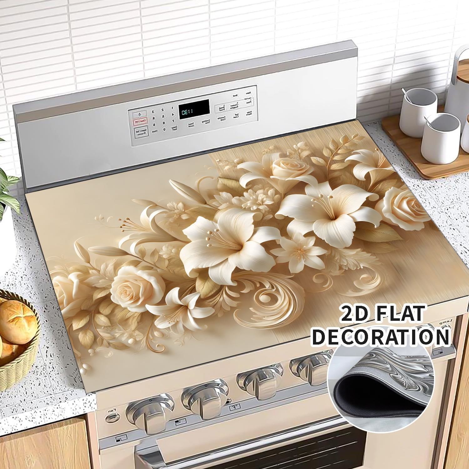 Multi-Design Stove Top Cover for Glass/Electric Stoves - 3-in-1 Heat-Resistant Protector Mat, Non-Slip Drying Rack 28"x20" Glass Cooktop Covers, Kitchen Flat Electric Stove Top Covers