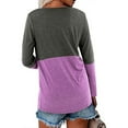 thumbnail image 4 of Odeerbi Shirts for Women 2025 Casual Long Sleeve V-Neck Tops Patchwork Loose Blouse Shirts Purple, 4 of 6