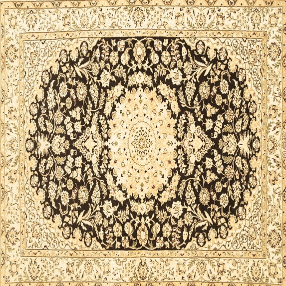 Ahgly Company Indoor Square Medallion Brown Traditional Area Rugs, 8' Square