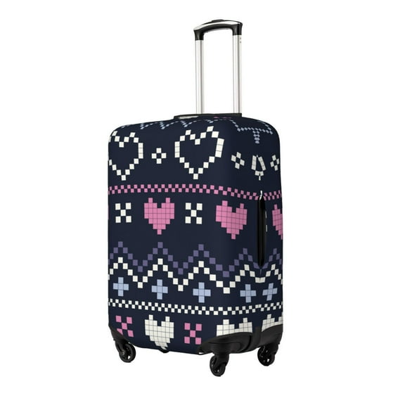 Naloa Pixel Heart Winter Elastic Suitcase Protector, Travel Suitcase Protector Cover Fits 18-32in Suitcase(No luggage included)-Small
