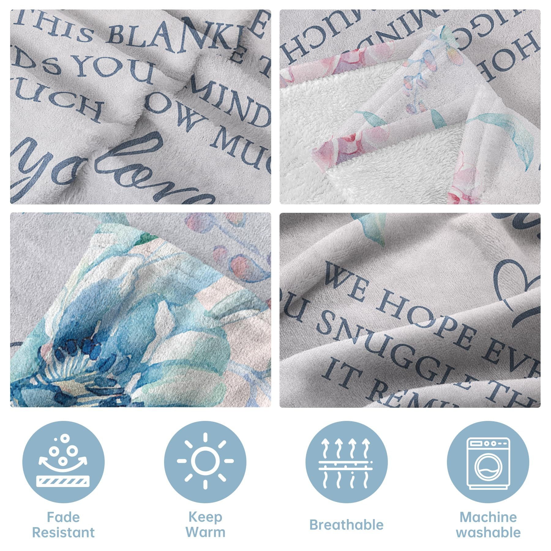 NICKSUN Blanket Gifts for Grandma, Grandma Birthday Gifts, Mother's Day Gifts for Grandma from Grandkids, We Love You Cozy Throw Blankets Present 50" x 60"