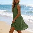 thumbnail image 5 of Gpaecead Women's V Neck Sleeveless Tiered Mini Dress Lightweight Casual Summer Beach Vacation Office Outfit Olive Green, 5 of 5