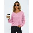 thumbnail image 2 of Gleelaud Womens Fall Fashion Long Sleeve Shirts Fall Tops Pleated Blouse Casual Loose Dressy Basic Tunic Tops Pink, 2 of 6