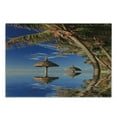 thumbnail image 3 of Nature Cutting Board, Tropic Palm Trees in Ocean Exotic Skyline Summer Paradise Mauritius Honeymoon Theme, Decorative Tempered Glass Cutting and Serving Board, Small Size, Blue Brown, by Ambesonne, 3 of 5