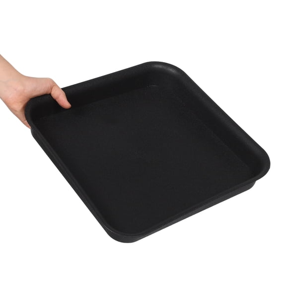 LOLIPPYY 4-Pack Square Plant Pot Drip Trays with Black Matte Finish, Decorative Planter Base Saucers for Garden Balcony