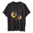 thumbnail image 3 of Lenago Crop Tops d'Été Grande Taille pour Femmes Mode Féminine Imprimé Col Rond Manches Courtes T-shirt Blouse Tops Amples Tenues du 4 Juillet pour Femmes, 3 of 3