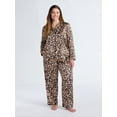 thumbnail image 2 of Joyspun Women’s Stretch Satin Notch Long Sleeve Top and Pants Pajama Set, 2-Piece, Sizes XS-3X, 2 of 5