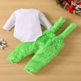 thumbnail image 3 of Barboteuse à Manches Longues à Col Ras du Cou avec Imprimé de Lettres pour Bébé, Pantalon à Bretelles en Peluche, 3 of 7