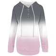thumbnail image 5 of WEAIXIMIUNG Chandails en Molleton Courts pour Femmes Chandail à Capuchon Automne et Hiver Style de Rue Changeant Progressivement de Couleur Col à Boutons Poche Cordon de Serrage Chandail à Capuchon de Sport Décontracté (2), 5 of 5