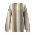thumbnail image 3 of Women's Vertical Stripe Round Neck Loose Fit Hoodless Sweatshirt, Casual Long Sleeve Pullover Top with Soft Comfort Fabric for Spring Autumn Season, Daily Wear, Beach Outings and Street Fashion, 3 of 3
