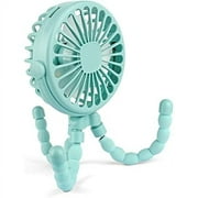 Stroller Fan Flexible Tripod Clip On Baby Fan, Battery Operated Mini Portable Handheld Fan for Car Seat Crib Stroller, USB Rechargeable Small Desk Fan with 3 Speeds and LED Lights