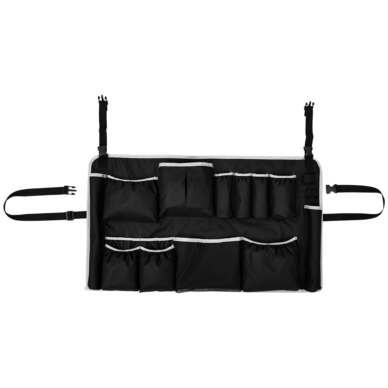 Wekvgz Trash Can Caddy Bag Fit 32 to 55 Gallon Garbage Bin Polyester Garbage Can Caddy with 13 Pockets for Housekeeper Professional Cleaner