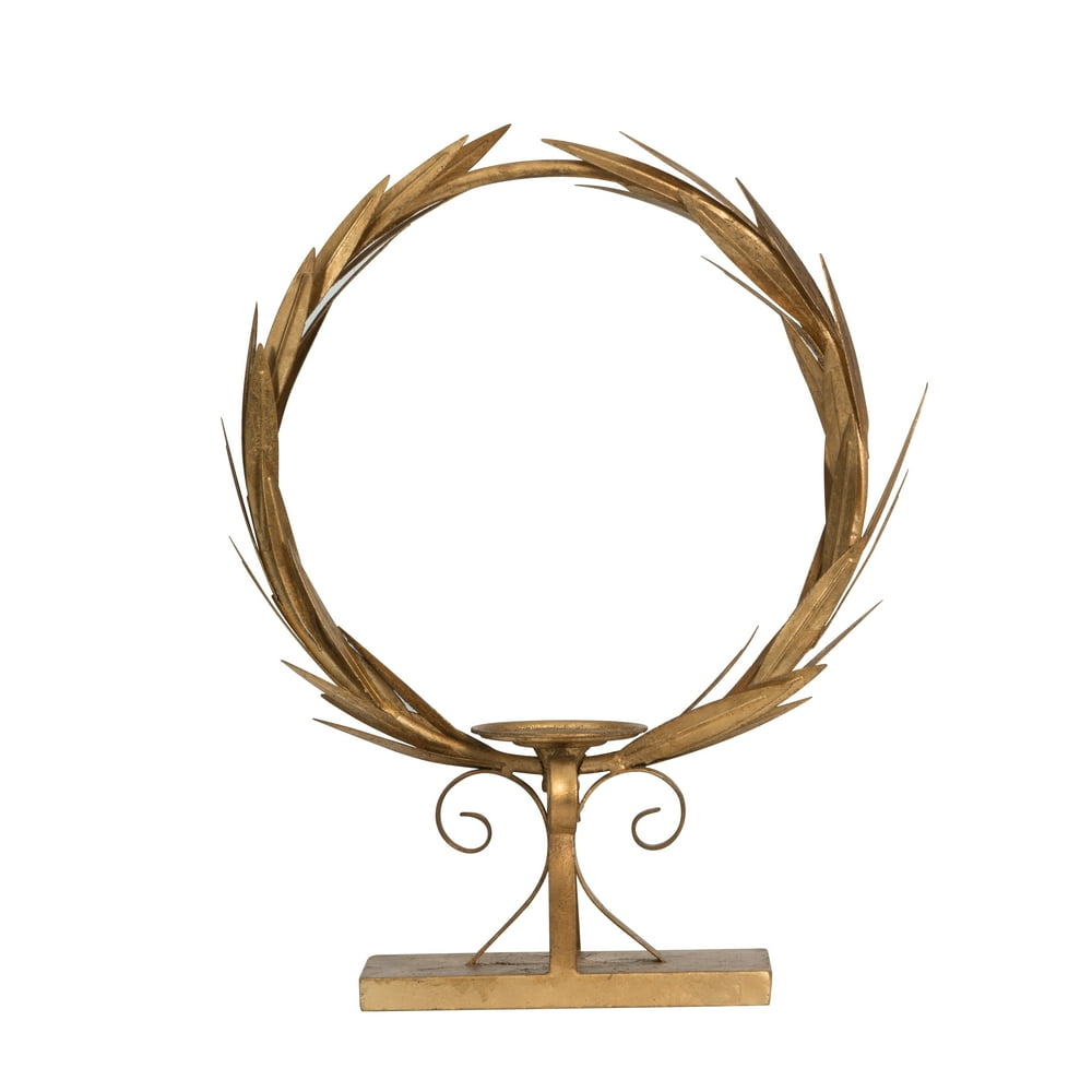 20" Laurel Wreath Candle Holder Gold