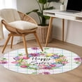 thumbnail image 5 of Happy Easter Round Area Rugs Collection 4', Watercolor Floral Daisy Wreath Eggs Colorful Plaid Non Slip Indoor Circular Throw Runner Rug Floor Mat Carpet for Living Room Dining Table Bedroom Nursery, 5 of 9
