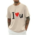 thumbnail image 2 of Jinhomg Mens Big and Tall Tee Shirts Valentine's Day Heart Graphic Casual Tops Lightweight Comfy Short Sleeve Crew Neck Holiday Tees Beige L, 2 of 4