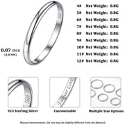 ChicSilver 925 Sterling Silver Rings for Women, 2mm Minimalist Silver Wedding Band Ring, Comfort Fit Stacking Ring for Women, Simple Anniversary Engagement Gift Jewelry
