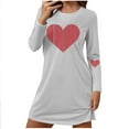 thumbnail image 3 of LSLJS Nightgowns for Women Crewneck Long Sleeve Pajamas Trendy Casual Valentine's Day Heart Print Sleep Shirts, Gifts for Women, 3 of 6