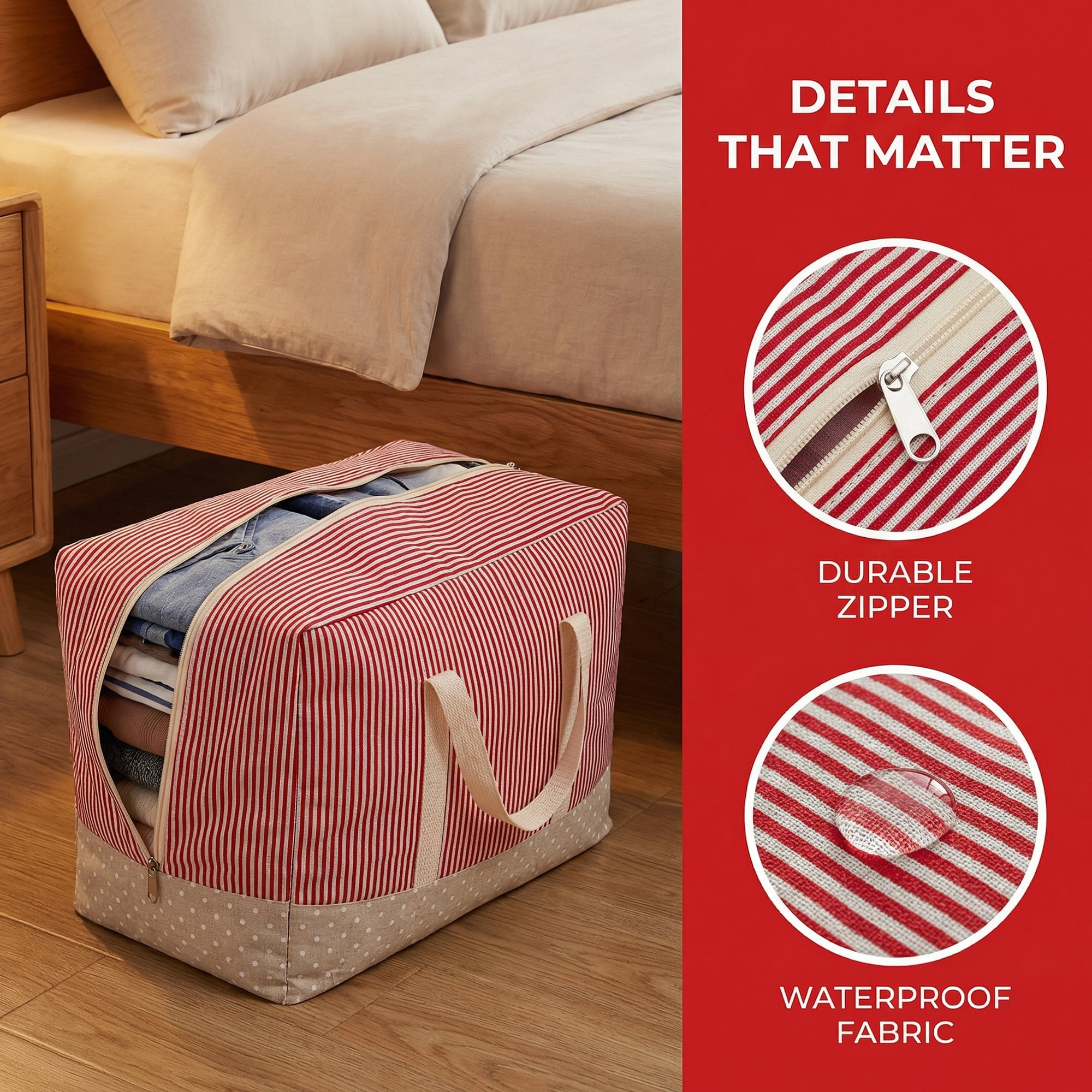 Unique Bargains Clothes Storage Bag for Closet Organizer Red 16.9"x13.8"x7.9"