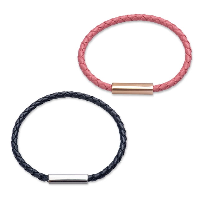 Pulseras para Pareja LuckyLy de Piel Vegana y Acero Inoxidable con Imán Modelo Cala rosa UNITALLA