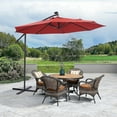 thumbnail image 2 of 10FT Offset Patio Umbrella, Solar Light Cantilever Umbrella with 32 LED Lights, Market Outdoor Hanging Deck Umbrella for Pool, Yard, Garden (Red), 2 of 9