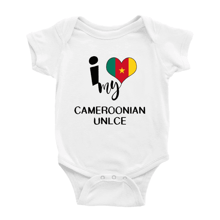 

I Heart My Cameroonian Unlce Cameroon Love Flag Infant Romper Baby Bodysuit (White 12-18 Months)