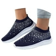 thumbnail image 3 of Xiaoxatg Women's Casual Shoes Breathable Mesh On Flat Comfortable Walking Footwear with Rhinestone for Daily Activities 6.5 Navy, 3 of 9