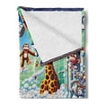 thumbnail image 2 of Ambesonne Humorous Fleece Throw Blanket Funny Chaos Bath Animals 60"x80" Sea Green Blue and Mustard, 2 of 5