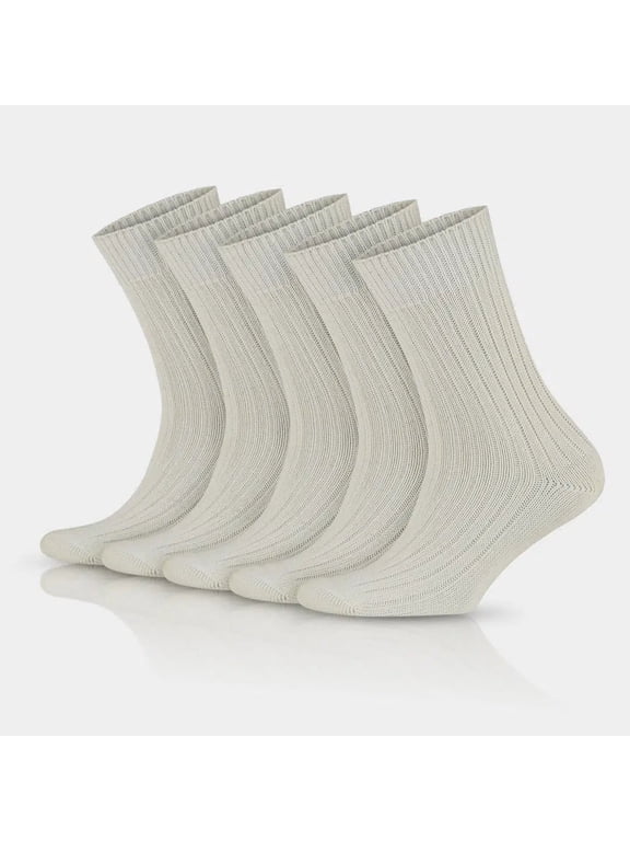 97% Cotton Socks For Men and Women | Undyed Comfy Crew Socks | 5 Pairs | Model: 3013