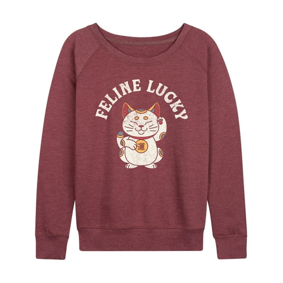 Instant Message - Feline Lucky - Women's Lightweight French Terry Long Sleeve Shirt