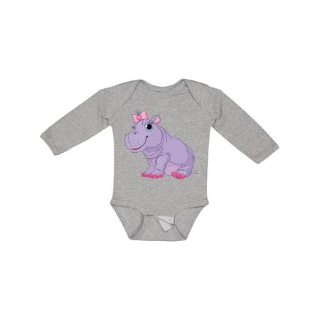 

Inktastic Cute Purple Hippo Gift Baby Girl Long Sleeve Bodysuit