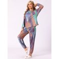 thumbnail image 2 of DARING DIVA Women's Tie Dye Long Sleeve Front Pocket Pajamas Set L Purple, 2 of 7