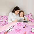 thumbnail image 4 of Manfei Cute Ghost Sugar Skull Twin Comforter Sets 2pcs, Halloween Spooky Pumpkin Bedding Set, Hot Pink White,Pink Reversible,1 Comforter and 1 Pillowcase, 4 of 6