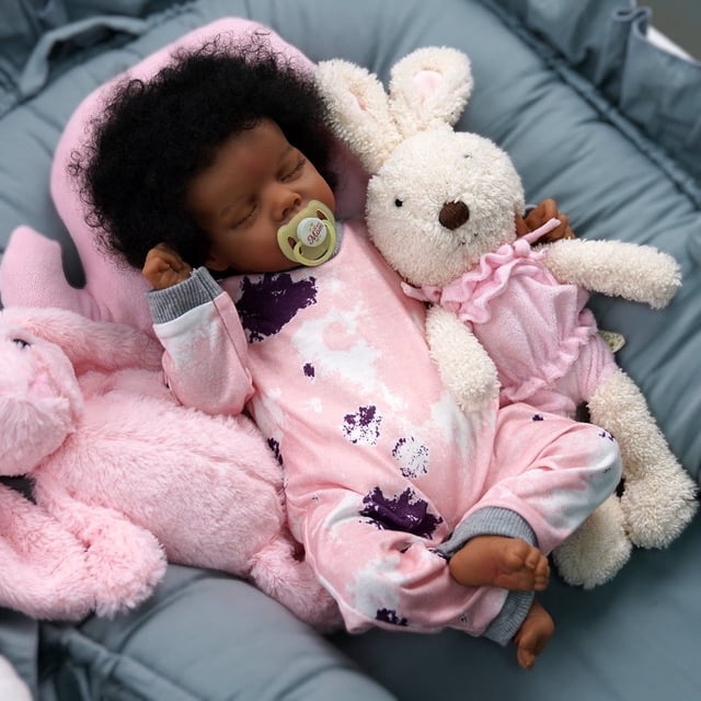 Muñeca Reborn JIZHI Relike afroamericana de 43 cm con kit de alimentación