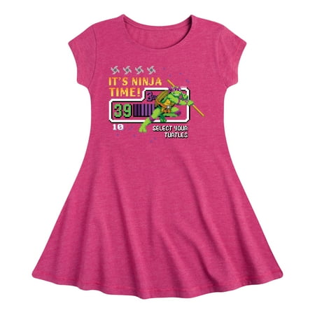 

Teenage Muntant Ninja Turtle - Its Ninja Time Donnie - Toddler And Youth Girls Fit And Flare Dress