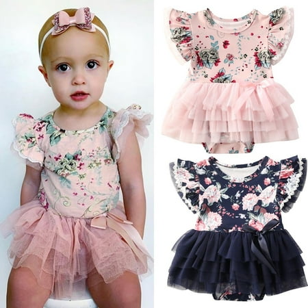 Toddler Kids Summer Clothes Baby Girl Lace Tutu Romper Jumpsuit Infant ...