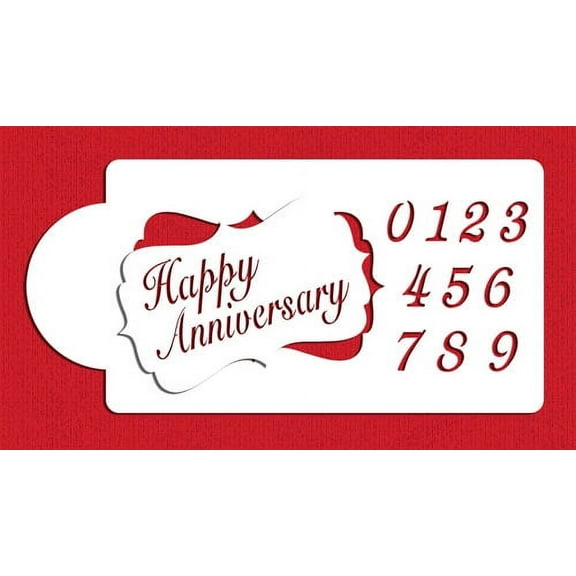 Happy Anniversary Plaque Cake Stencil by Designer Stencils