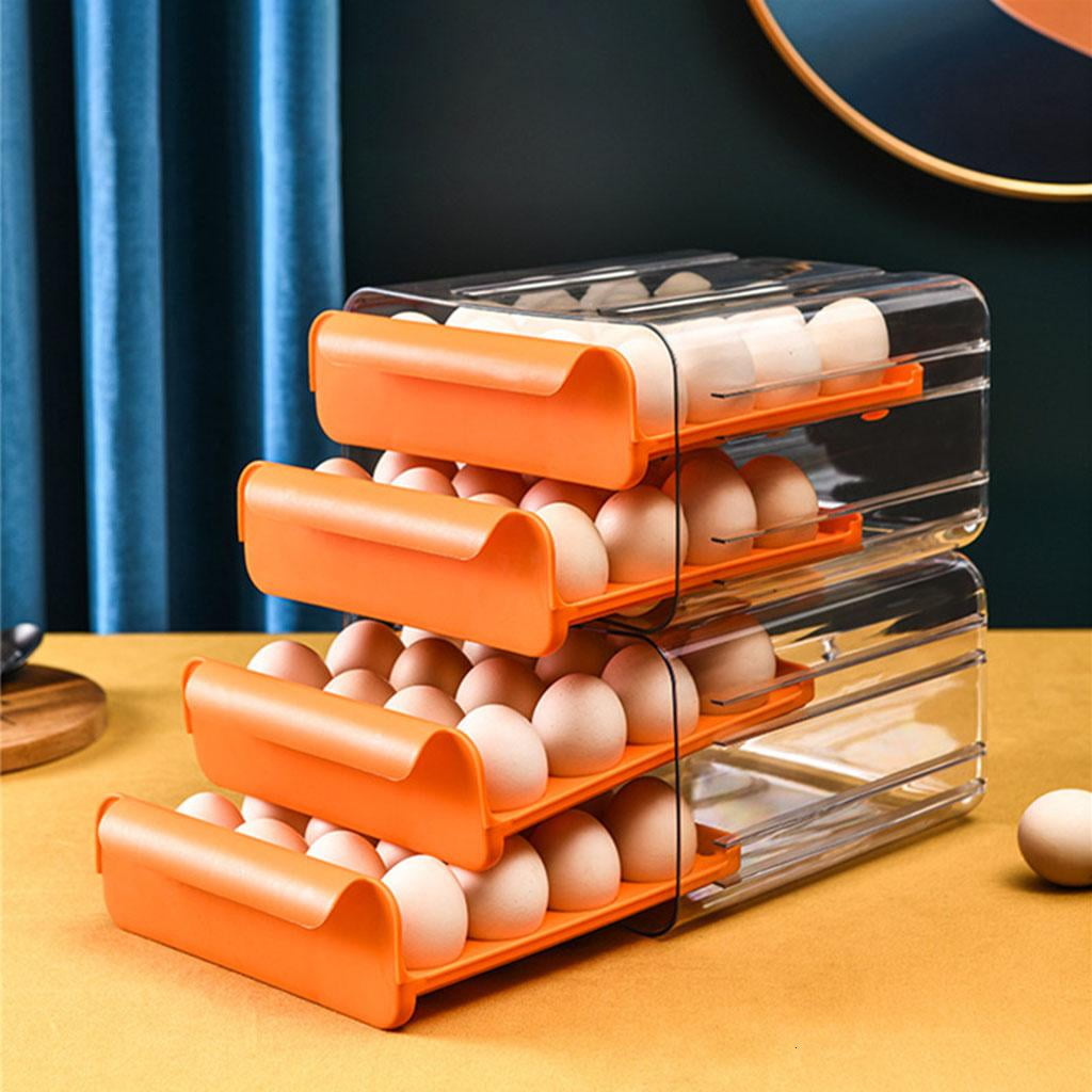 Egg Holders for Refrigerator Drawer Egg Tray Box Dispenser Stackable Egg Cartons