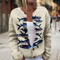 thumbnail image 3 of Tnobhg Women Sweater Coat Round Neck Long Sleeve Animal Print Knitting Outerwear Loose Fit Open Front Cardigan, 3 of 8