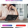 thumbnail image 2 of Decase For Samsung Galaxy S22,Shockproof Soft TPU Armor Slim Metal Ring Stand PC Back Case Cover,Black, 2 of 7