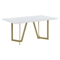 thumbnail image 5 of 7pc White Wood Top Dining Set with Gray Velvet Chairs and Gold Base, 5 of 5