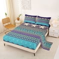 thumbnail image 2 of jejeloiu Boho Border Queen Sheets For Men Women,Floral Print Queen Sheet Sets,Purple Teal,4pcs,1 Flat Sheet, 1 Fitted Sheet and 2 Pillowcases, 2 of 6