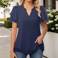 thumbnail image 3 of T Shirts for Women 2026 Summer Short Ruffle Sleeve V Neck Chiffon Dressy Casual Tshirt Blouse Tunic Top, 3 of 7